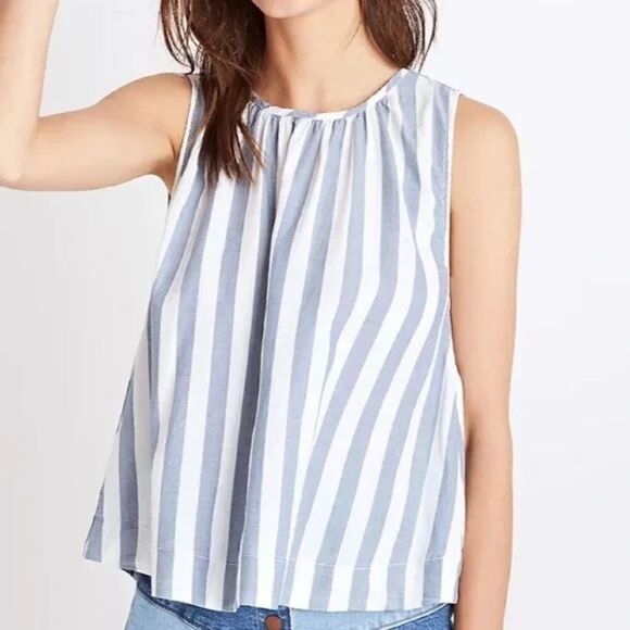 ✨Mod Ref Striped Sleeveless Button Down Tank✨ - Picture 1 of 8